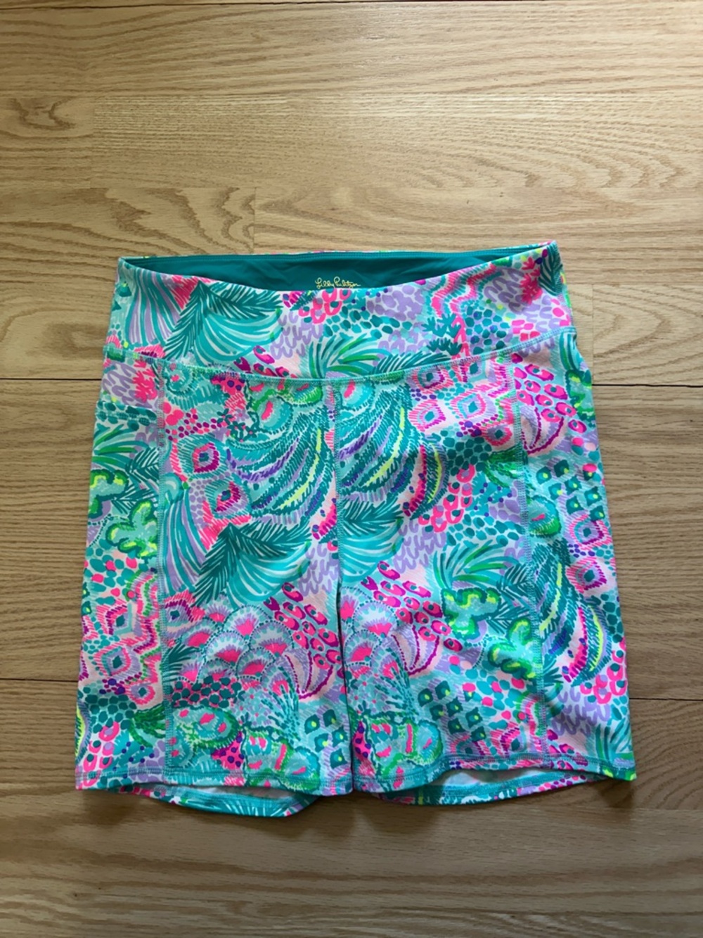 Lilly Pulitzer Tropical Print Athletic Shorts - Teal, Pink & Green